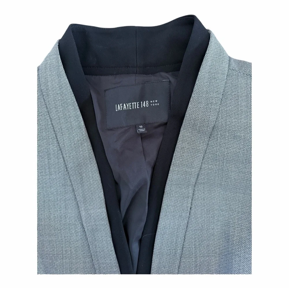Lafayette 148 New York Modern Tailored Wool Blazer 10 Grey Quiet Luxury Minimal